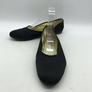 Chanel Black CC Satin Slip On Flat 9